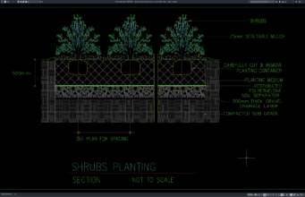 Download Gambar Detail Penanaman Tanaman Semak (Shrubs) DWG AutoCAD detail penanaman tanaman semak (shrubs)