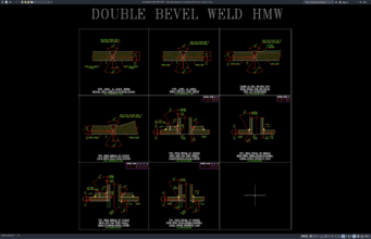 Download Gambar Detail Pengelasan Double Bevel (HMW) DWG AutoCAD detail pengelasan double bevel (hmw)