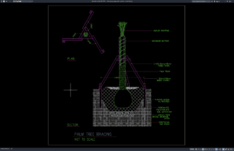 Download Gambar Detail Penyangga Pohon Palem DWG AutoCAD detail penyangga pohon palem
