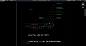 detail perkerasan beton stamped dengan granite band