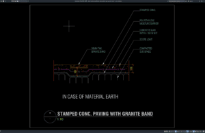 detail perkerasan beton stamped dengan granite band