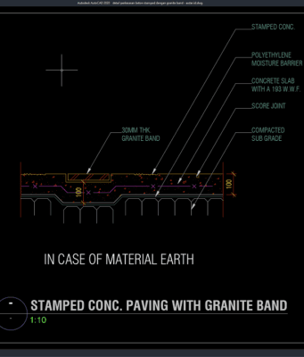 detail perkerasan beton stamped dengan granite band