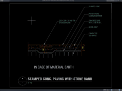 detail perkerasan beton stamped dengan stone band