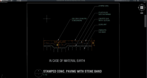 detail perkerasan beton stamped dengan stone band