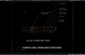 Download Gambar Detail Perkerasan Beton Stamped dengan Stone Band DWG AutoCAD detail perkerasan beton stamped dengan stone band