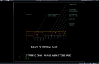 Download Gambar Detail Perkerasan Beton Stamped dengan Stone Band DWG AutoCAD detail perkerasan beton stamped dengan stone band