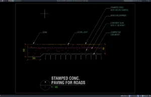 Download Gambar Detail Perkerasan Beton Stamped untuk Jalan DWG AutoCAD detail perkerasan beton stamped untuk jalan