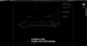 detail perkerasan beton stamped untuk pejalan kaki