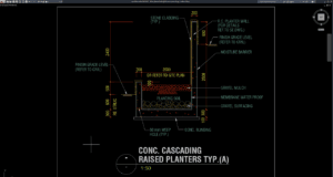 detail planter bertingkat beton (cascading)