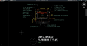 detail planter beton raised
