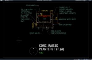 detail planter beton raised