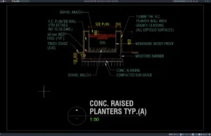 Download Gambar Detail Planter Beton Raised DWG AutoCAD detail planter beton raised