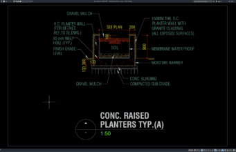 detail planter beton raised