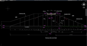 detail dinding penahan tanah sisi spillway