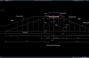 Download Gambar Detail Dinding Penahan Tanah Sisi Spillway DWG AutoCAD detail dinding penahan tanah sisi spillway