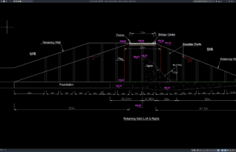 detail dinding penahan tanah sisi spillway