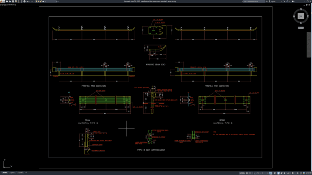 detail elevasi dan penampang guardrail