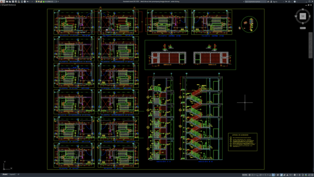 detail elevasi dan penampang tangga darurat