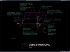 detail papan loncat kolam renang