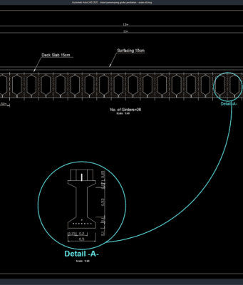 Download Gambar Detail Penampang Girder Jembatan DWG AutoCAD detail penampang girder jembatan