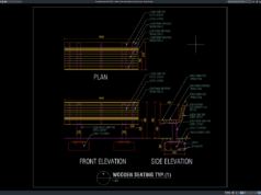 detail penampang tipikal bangku kayu
