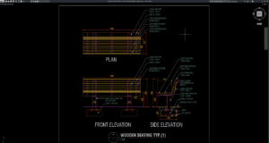 detail penampang tipikal bangku kayu