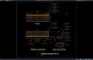 Download Gambar Detail Penampang Tipikal Bangku Kayu DWG AutoCAD detail penampang tipikal bangku kayu