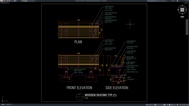 detail penampang tipikal bangku kayu detail penampang tipikal bangku kayu