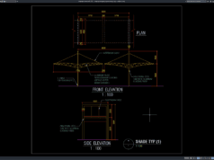 detail penampang tipikal kanopi baja