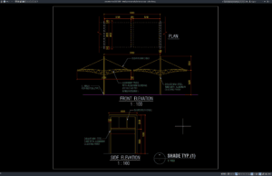 detail penampang tipikal kanopi baja