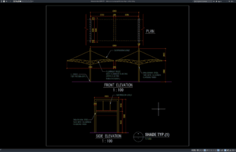 detail penampang tipikal kanopi baja