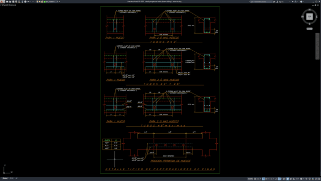 detail pengeboran balok (beam drilling)