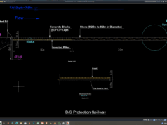 Download Gambar Detail Proteksi Spillway DWG AutoCAD detail proteksi spillway