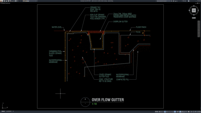 detail saluran overflow kolam renang