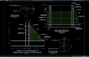 detail tulangan dinding penahan tanah tipe counterfort