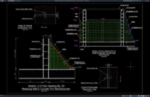 Download Gambar Detail Tulangan Dinding Penahan Tanah Tipe Counterfort DWG AutoCAD detail tulangan dinding penahan tanah tipe counterfort