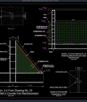detail tulangan dinding penahan tanah tipe counterfort