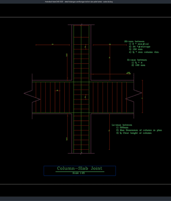 Download Gambar Detail Tulangan Sambungan Kolom dan Pelat Lantai DWG AutoCAD detail tulangan sambungan kolom dan pelat lantai