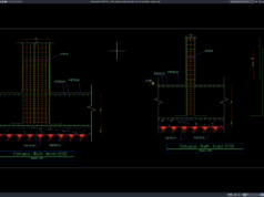 Download Gambar Detail Tulangan Sambungan Kolom dan Raft Foundation DWG AutoCAD detail tulangan sambungan kolom dan raft foundation