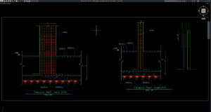 detail tulangan sambungan kolom dan raft foundation
