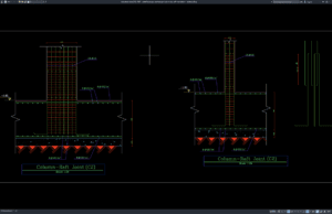 Download Gambar Detail Tulangan Sambungan Kolom dan Raft Foundation DWG AutoCAD detail tulangan sambungan kolom dan raft foundation