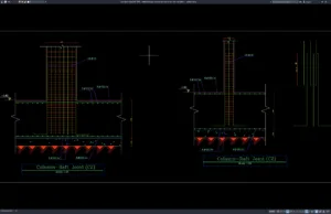Download Gambar Detail Tulangan Sambungan Kolom dan Raft Foundation DWG AutoCAD detail tulangan sambungan kolom dan raft foundation