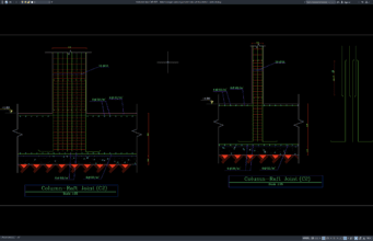 Download Gambar Detail Tulangan Sambungan Kolom dan Raft Foundation DWG AutoCAD detail tulangan sambungan kolom dan raft foundation