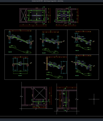 Download Gambar Detail Tulangan Tangga Beton DWG AutoCAD detail tulangan tangga beton