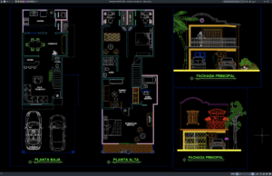 Download Gambar Denah dan Tampak Villa 2 Lantai DWG AutoCAD denah dan tampak villa 2 lantai