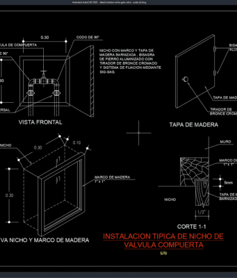 Download Gambar Detail Instalasi Niche Gate Valve DWG AutoCAD detail instalasi niche gate valve