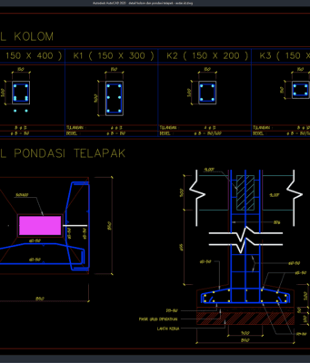 detail kolom dan pondasi telapak