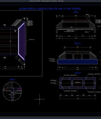 Download Gambar Detail Penulangan Box Culvert Beton DWG AutoCAD detail penulangan box culvert beton