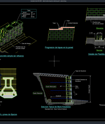 Download Gambar Detail Struktur Keystone Retaining Wall DWG AutoCAD detail struktur keystone retaining wall