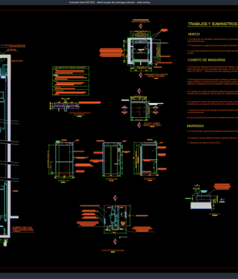 Download Gambar Detail Tampak dan Potongan Elevator DWG AutoCAD detail tampak dan potongan elevator